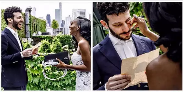 Nigerian Lady Consoles Her Israeli Boyfriend Who Shed Tears of Joy at Their Wedding (Photos)